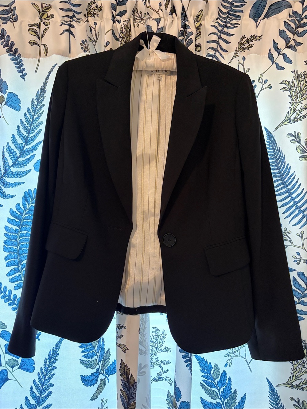 Kasper Cream and Black Pinstripe Lined Blazer